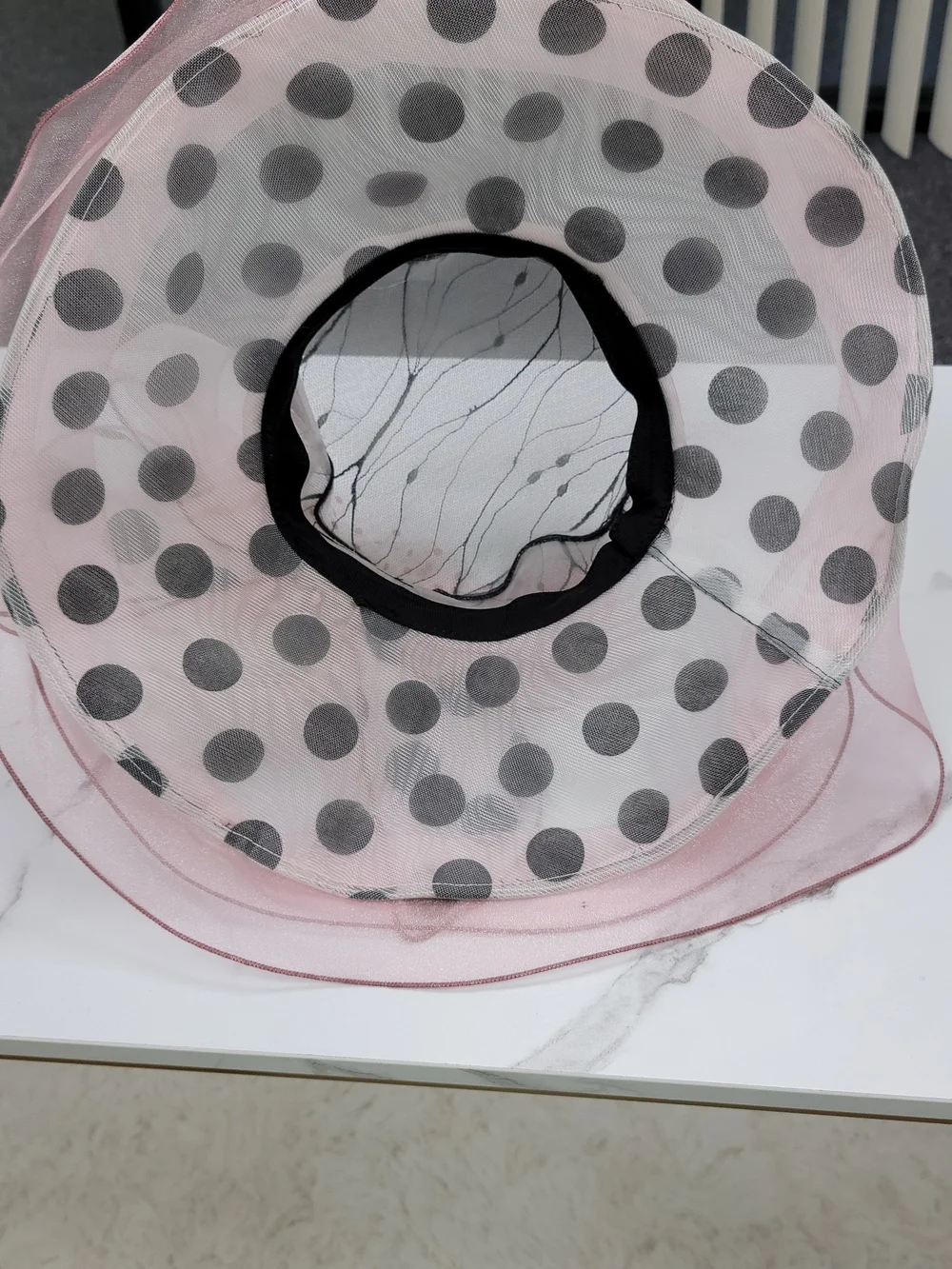 Elegant Pink Polka Dot Floral Derby Hat